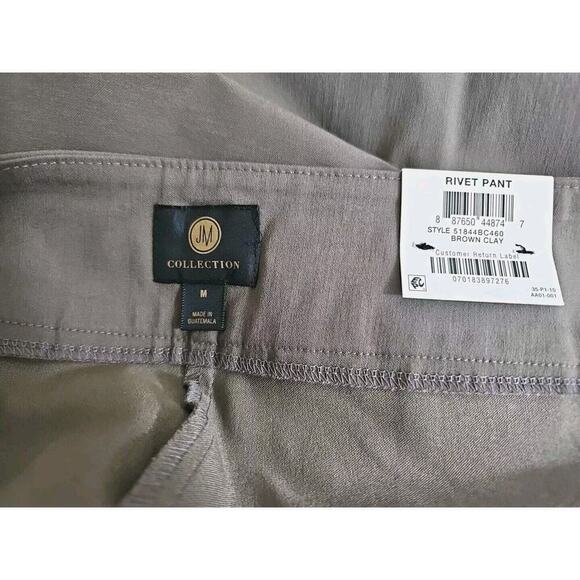 JM Collection BROWN CLAY Women's Size M Studded Pull-on Tummy Control Pants NWT. - Picture 4 of 9